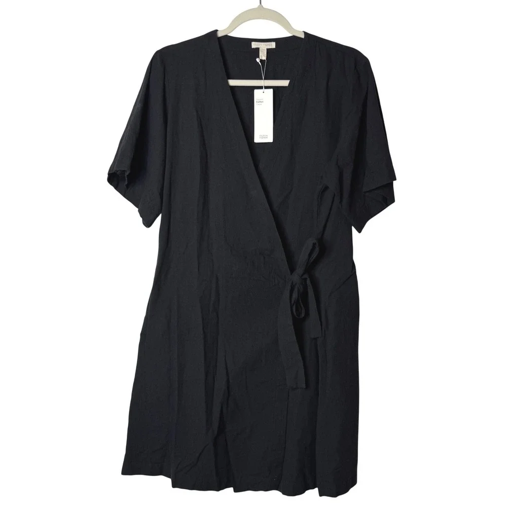 NEW Eileen Fisher Wrap Kimono Tunic Jacket Petite L Organic Cotton Lagenloo READ